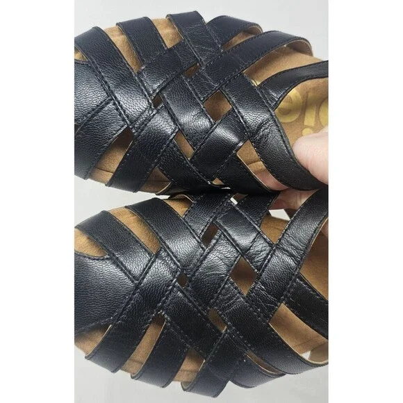 Hush Puppies Ridley Leather Fisherman Slingback Sandals Black Women's Sz 11 NEW - Picture 3 of 14